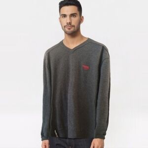 Y2K Men's AS Roma Pure Virgin Wool Cashmere Blend V-Neck Sweater